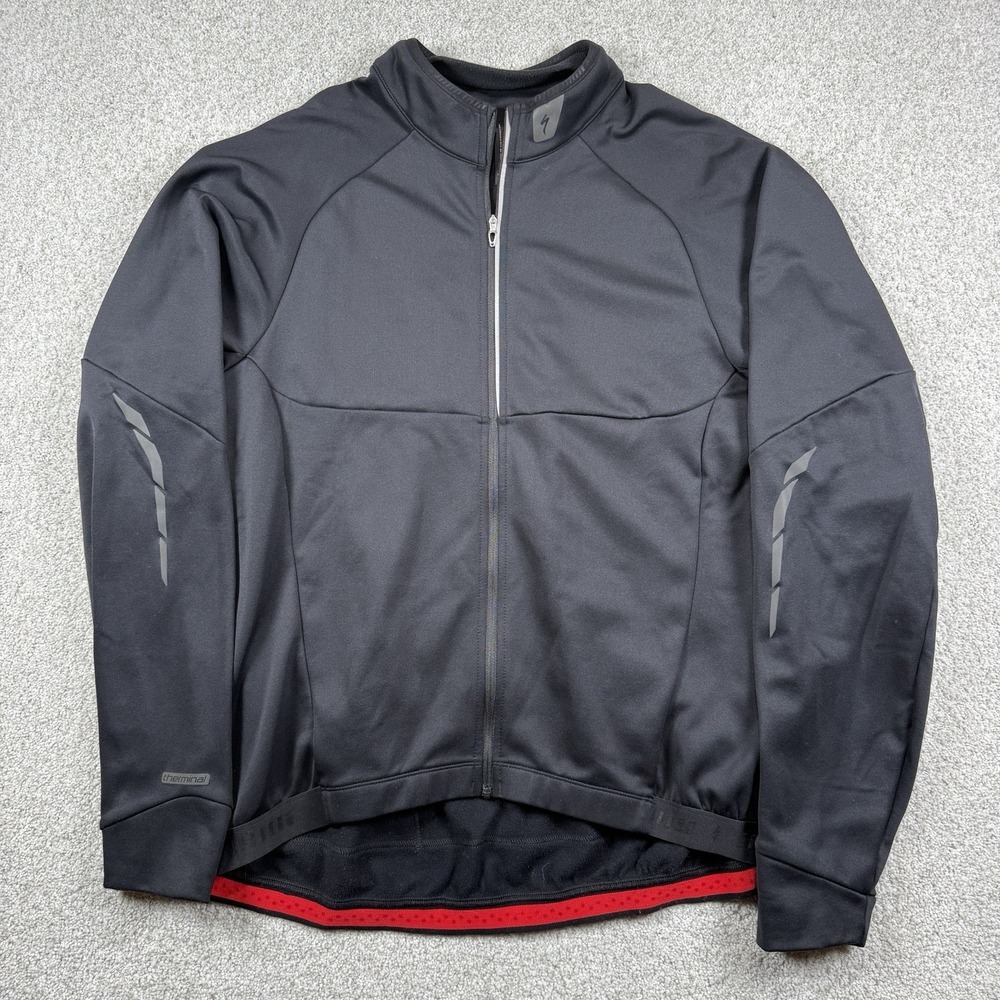 Specialized Cycling Jacket Mens 2XL Thermal Full Zip Pockets Bike Black